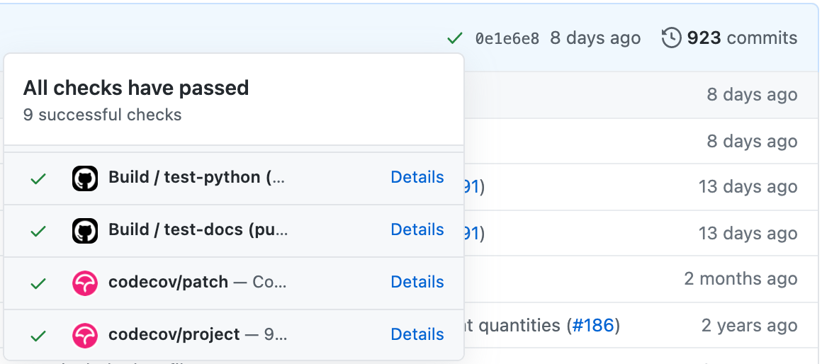 Status Checks Dropdown
